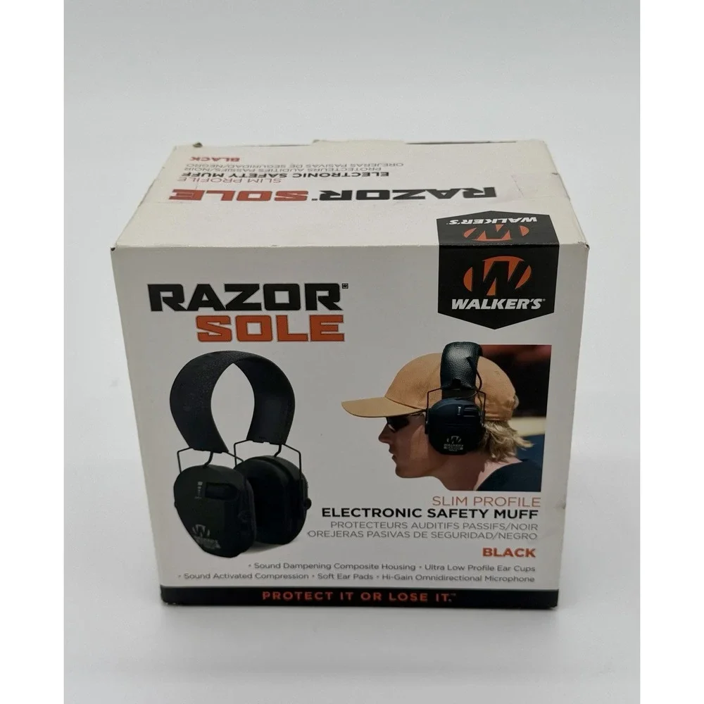 Walkers Razor Sole Electronic Black Earmuffs Slim Profile NEW